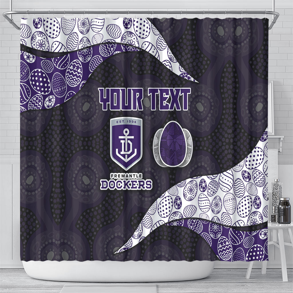 Personalized Fremantle Dockers Football Shower Curtain Easter Egg Pattern Purple Monochrome Tribal Dot Style
