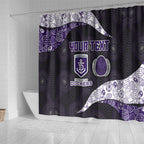 Personalized Fremantle Dockers Football Shower Curtain Easter Egg Pattern Purple Monochrome Tribal Dot Style