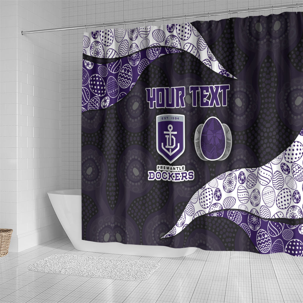 Personalized Fremantle Dockers Football Shower Curtain Easter Egg Pattern Purple Monochrome Tribal Dot Style