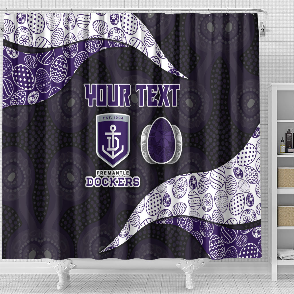 Personalized Fremantle Dockers Football Shower Curtain Easter Egg Pattern Purple Monochrome Tribal Dot Style