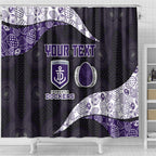 Personalized Fremantle Dockers Football Shower Curtain Easter Egg Pattern Purple Monochrome Tribal Dot Style