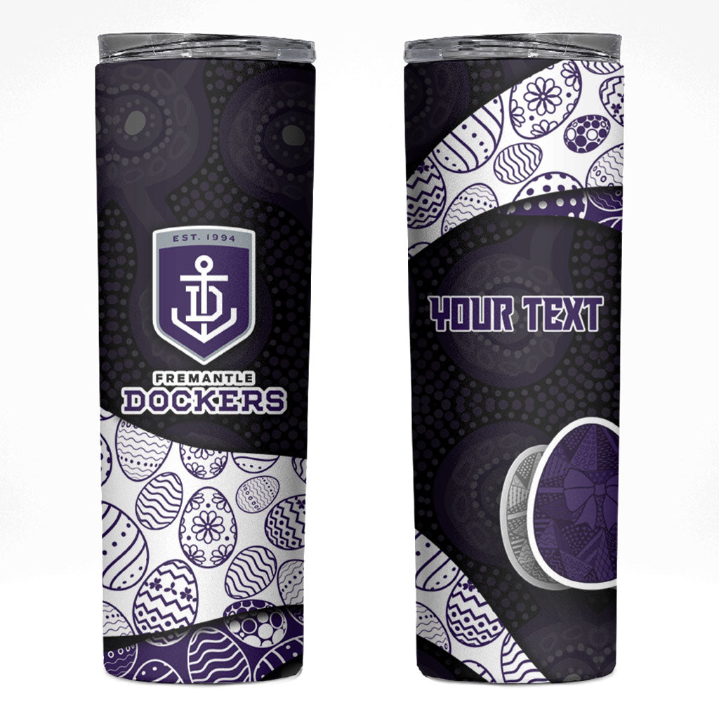 Personalized Fremantle Dockers Football Skinny Tumbler Easter Egg Pattern Purple Monochrome Tribal Dot Style