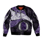 Personalized Fremantle Dockers Football Sleeve Zip Bomber Jacket Easter Egg Pattern Purple Monochrome Tribal Dot Style
