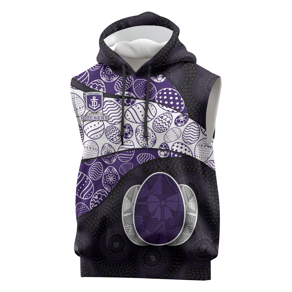 Personalized Fremantle Dockers Football Sleeveless Hoodie Easter Egg Pattern Purple Monochrome Tribal Dot Style
