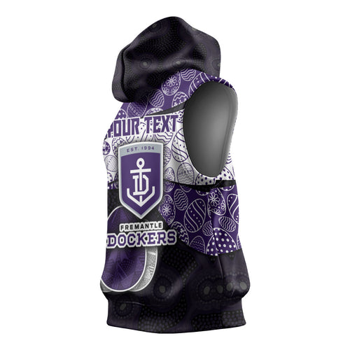 Personalized Fremantle Dockers Football Sleeveless Hoodie Easter Egg Pattern Purple Monochrome Tribal Dot Style