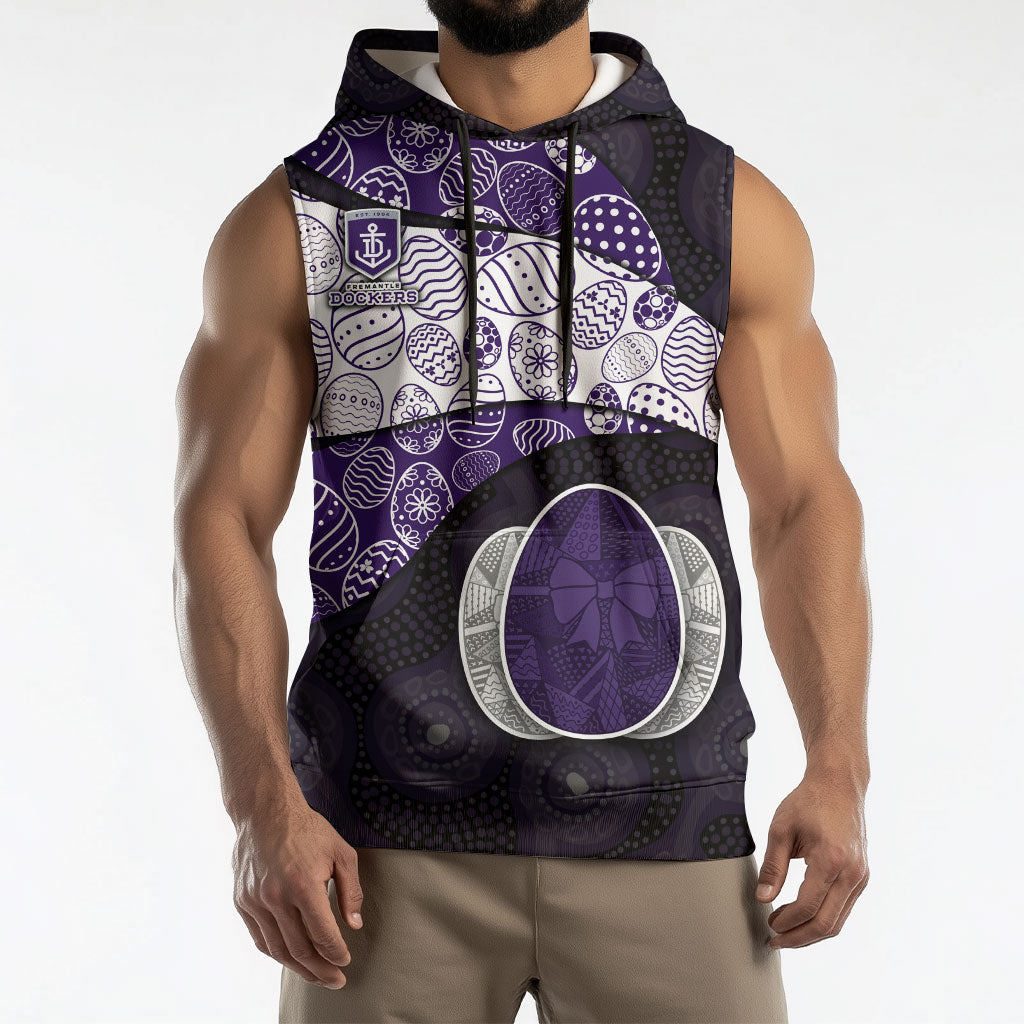 Personalized Fremantle Dockers Football Sleeveless Hoodie Easter Egg Pattern Purple Monochrome Tribal Dot Style