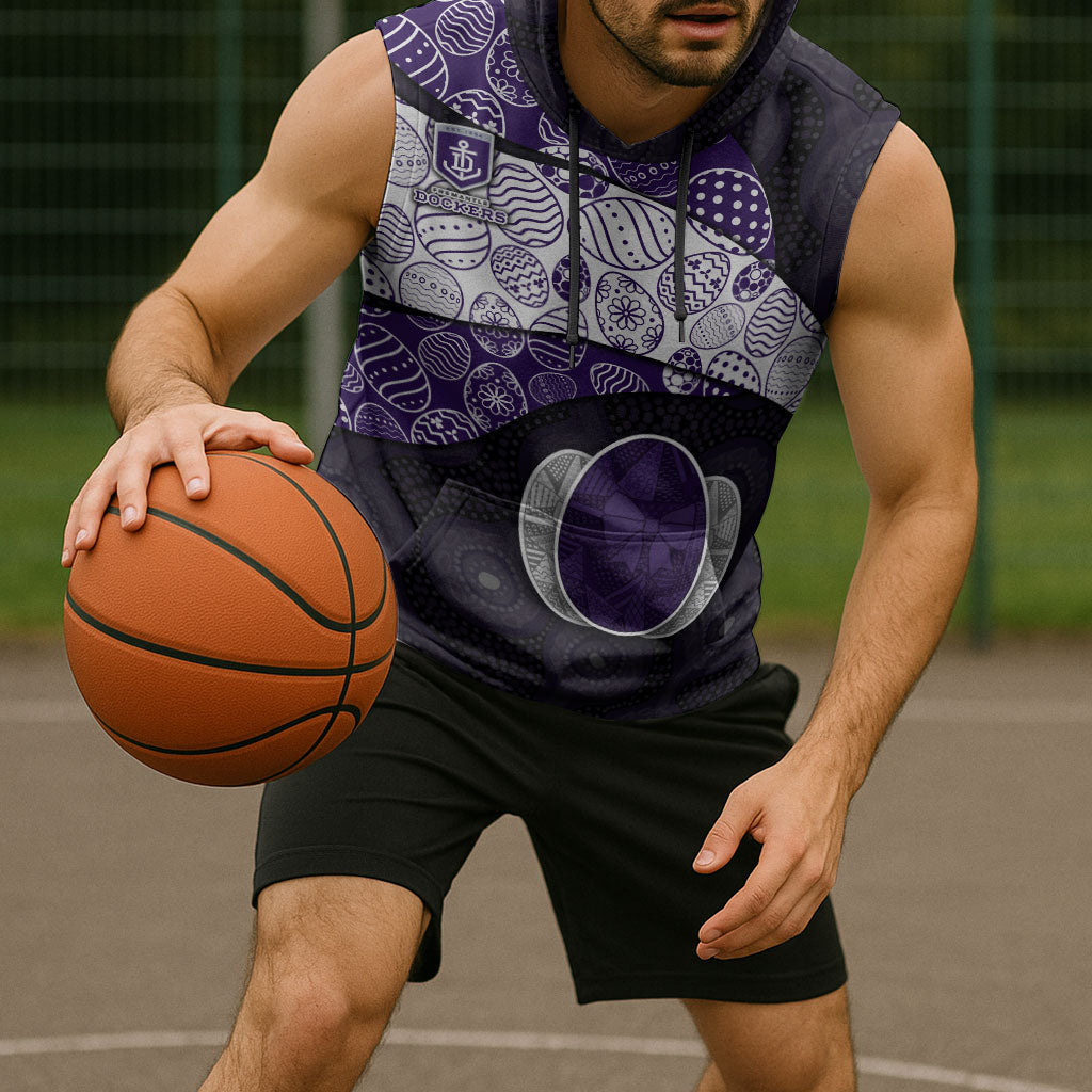Personalized Fremantle Dockers Football Sleeveless Hoodie Easter Egg Pattern Purple Monochrome Tribal Dot Style