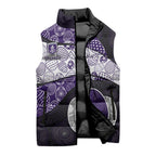 Personalized Fremantle Dockers Football Sleeveless Puffer Jacket Easter Egg Pattern Purple Monochrome Tribal Dot Style