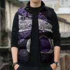 Personalized Fremantle Dockers Football Sleeveless Puffer Jacket Easter Egg Pattern Purple Monochrome Tribal Dot Style