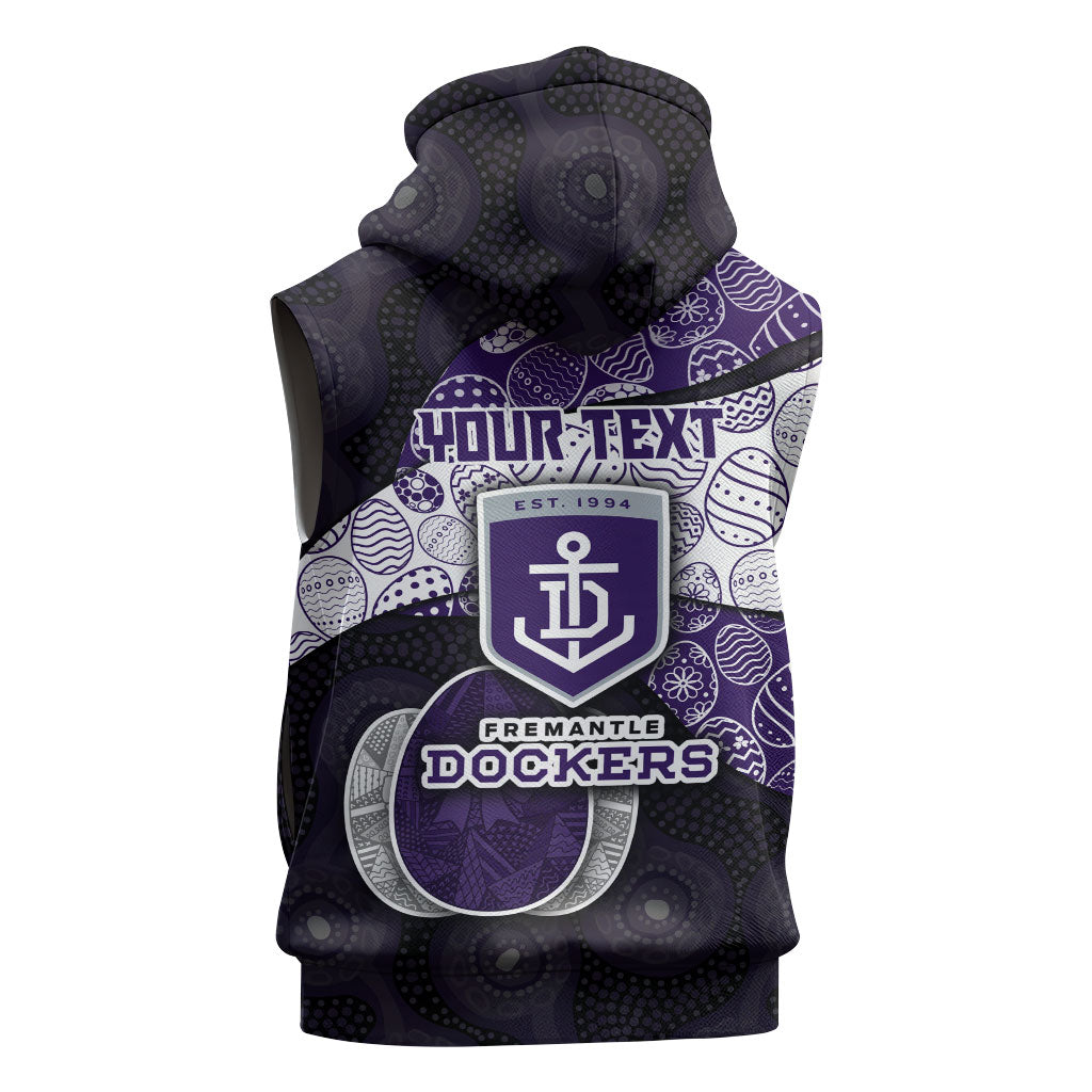 Personalized Fremantle Dockers Football Sleeveless Zip Hoodie Easter Egg Pattern Purple Monochrome Tribal Dot Style