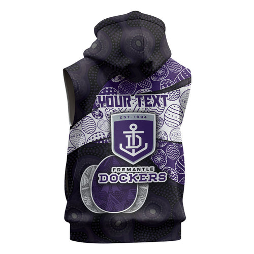 Personalized Fremantle Dockers Football Sleeveless Zip Hoodie Easter Egg Pattern Purple Monochrome Tribal Dot Style