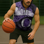 Personalized Fremantle Dockers Football Sleeveless Zip Hoodie Easter Egg Pattern Purple Monochrome Tribal Dot Style