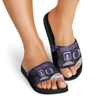 Personalized Fremantle Dockers Football Slide Sandals Easter Egg Pattern Purple Monochrome Tribal Dot Style