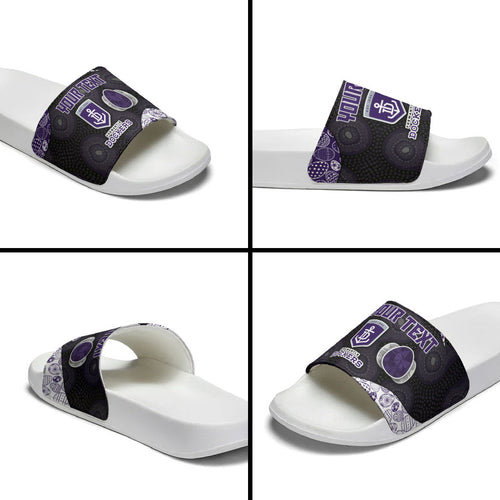 Personalized Fremantle Dockers Football Slide Sandals Easter Egg Pattern Purple Monochrome Tribal Dot Style