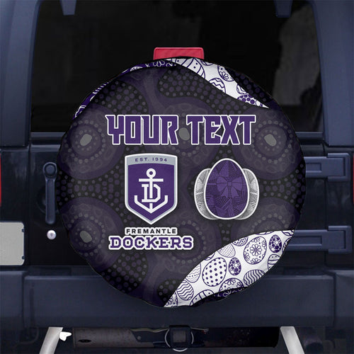 Personalized Fremantle Dockers Football Spare Tire Cover Easter Egg Pattern Purple Monochrome Tribal Dot Style