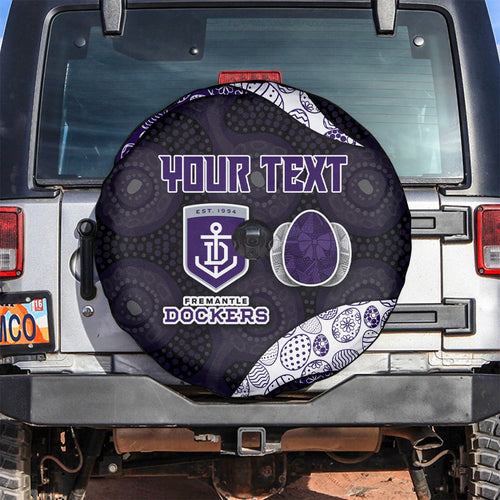 Personalized Fremantle Dockers Football Spare Tire Cover Easter Egg Pattern Purple Monochrome Tribal Dot Style