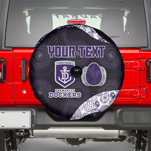 Personalized Fremantle Dockers Football Spare Tire Cover Easter Egg Pattern Purple Monochrome Tribal Dot Style