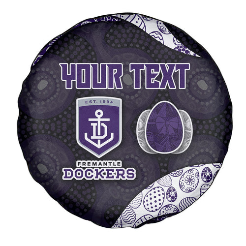 Personalized Fremantle Dockers Football Spare Tire Cover Easter Egg Pattern Purple Monochrome Tribal Dot Style