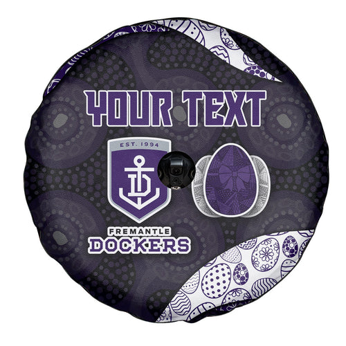 Personalized Fremantle Dockers Football Spare Tire Cover Easter Egg Pattern Purple Monochrome Tribal Dot Style