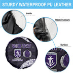 Personalized Fremantle Dockers Football Spare Tire Cover Easter Egg Pattern Purple Monochrome Tribal Dot Style