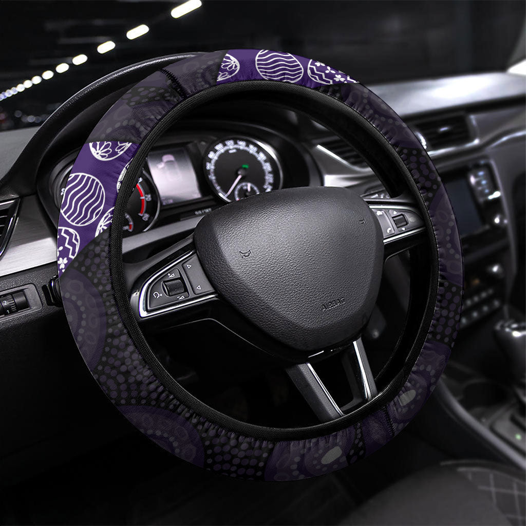 Fremantle Dockers Football Steering Wheel Cover Easter Egg Pattern Purple Monochrome Tribal Dot Style