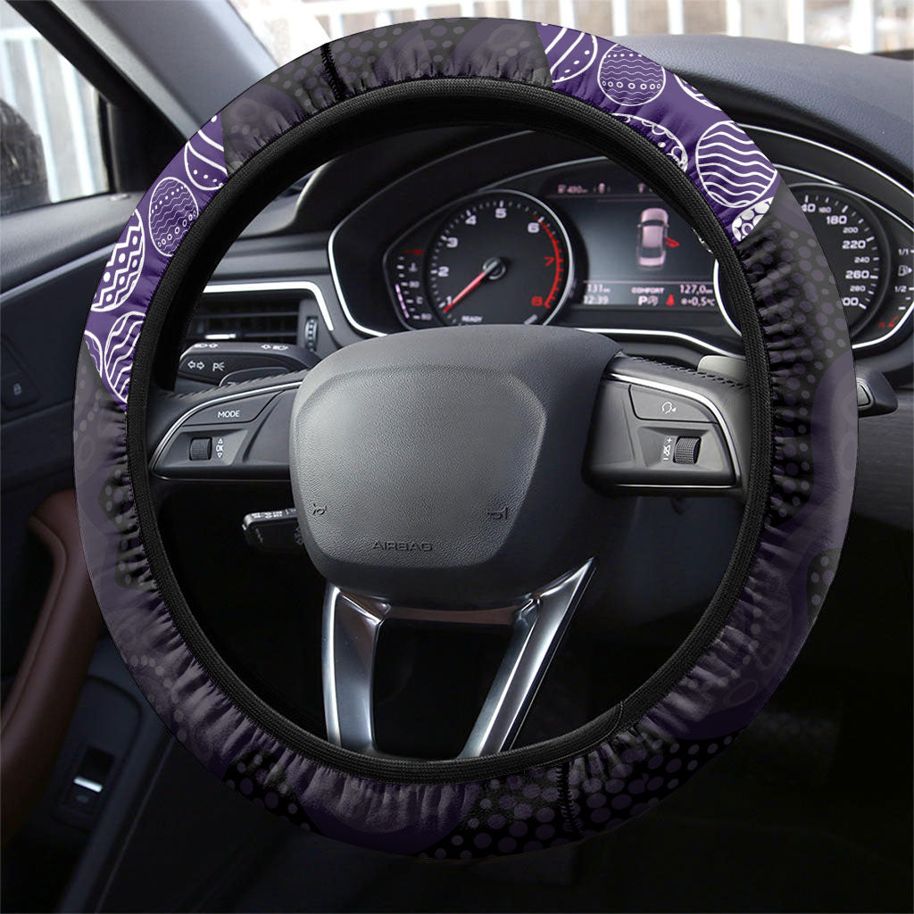 Fremantle Dockers Football Steering Wheel Cover Easter Egg Pattern Purple Monochrome Tribal Dot Style