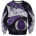 Personalized Fremantle Dockers Football Sweatshirt Easter Egg Pattern Purple Monochrome Tribal Dot Style