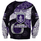Personalized Fremantle Dockers Football Sweatshirt Easter Egg Pattern Purple Monochrome Tribal Dot Style