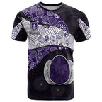 Personalized Fremantle Dockers Football T Shirt Easter Egg Pattern Purple Monochrome Tribal Dot Style