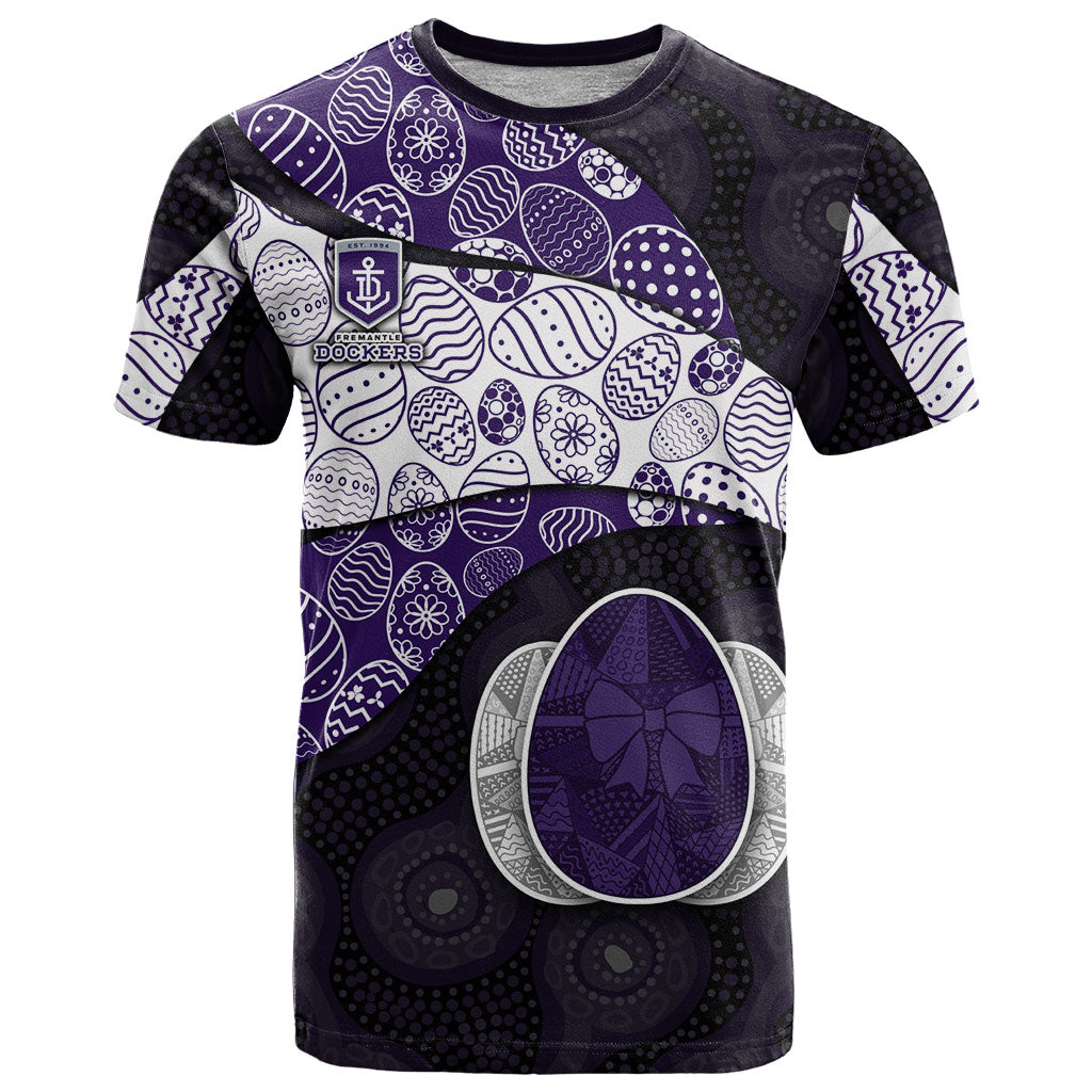 Personalized Fremantle Dockers Football T Shirt Easter Egg Pattern Purple Monochrome Tribal Dot Style
