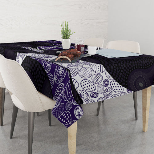 Personalized Fremantle Dockers Football Tablecloth Easter Egg Pattern Purple Monochrome Tribal Dot Style