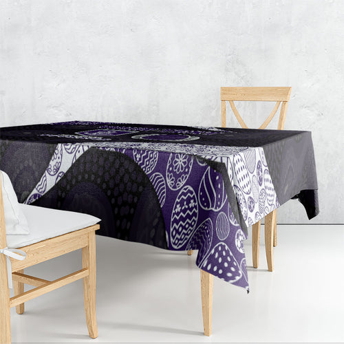 Personalized Fremantle Dockers Football Tablecloth Easter Egg Pattern Purple Monochrome Tribal Dot Style