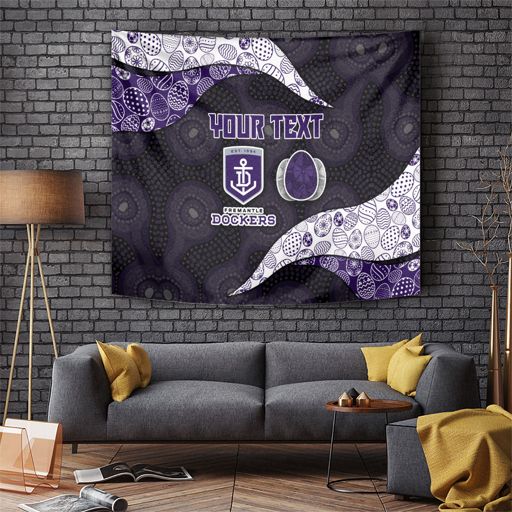 Personalized Fremantle Dockers Football Tapestry Easter Egg Pattern Purple Monochrome Tribal Dot Style