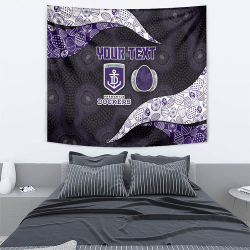 Personalized Fremantle Dockers Football Tapestry Easter Egg Pattern Purple Monochrome Tribal Dot Style