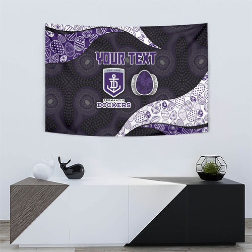 Personalized Fremantle Dockers Football Tapestry Easter Egg Pattern Purple Monochrome Tribal Dot Style
