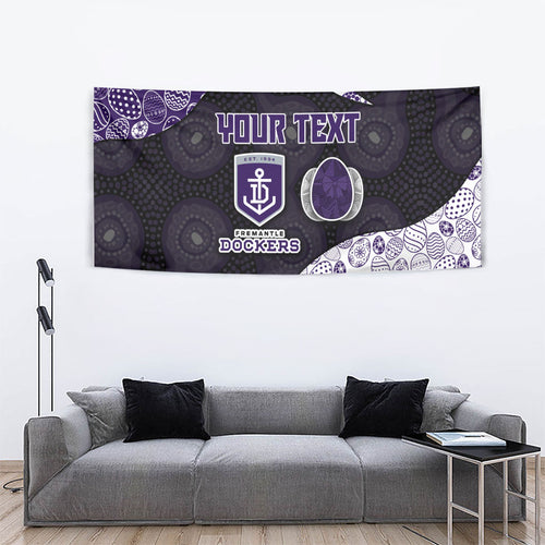 Personalized Fremantle Dockers Football Tapestry Easter Egg Pattern Purple Monochrome Tribal Dot Style