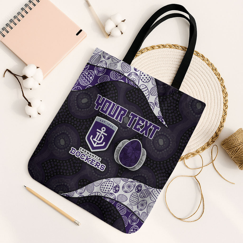 Personalized Fremantle Dockers Football Tote Bag Easter Egg Pattern Purple Monochrome Tribal Dot Style