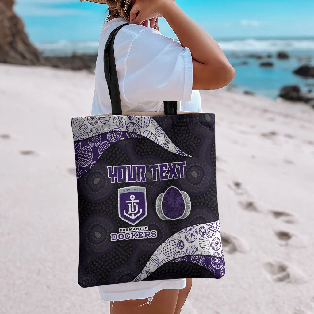 Personalized Fremantle Dockers Football Tote Bag Easter Egg Pattern Purple Monochrome Tribal Dot Style