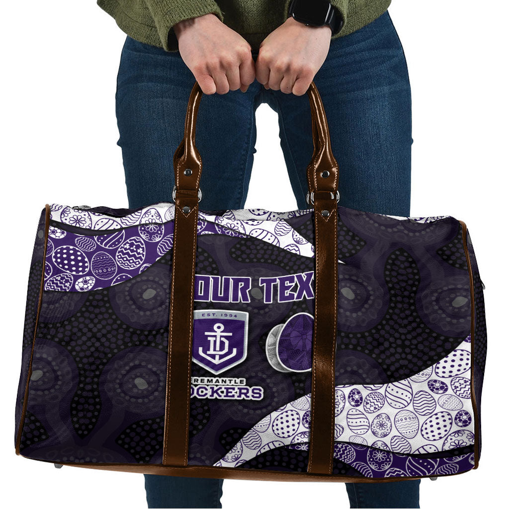 Personalized Fremantle Dockers Football Travel Bag Easter Egg Pattern Purple Monochrome Tribal Dot Style