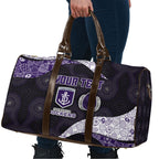 Personalized Fremantle Dockers Football Travel Bag Easter Egg Pattern Purple Monochrome Tribal Dot Style