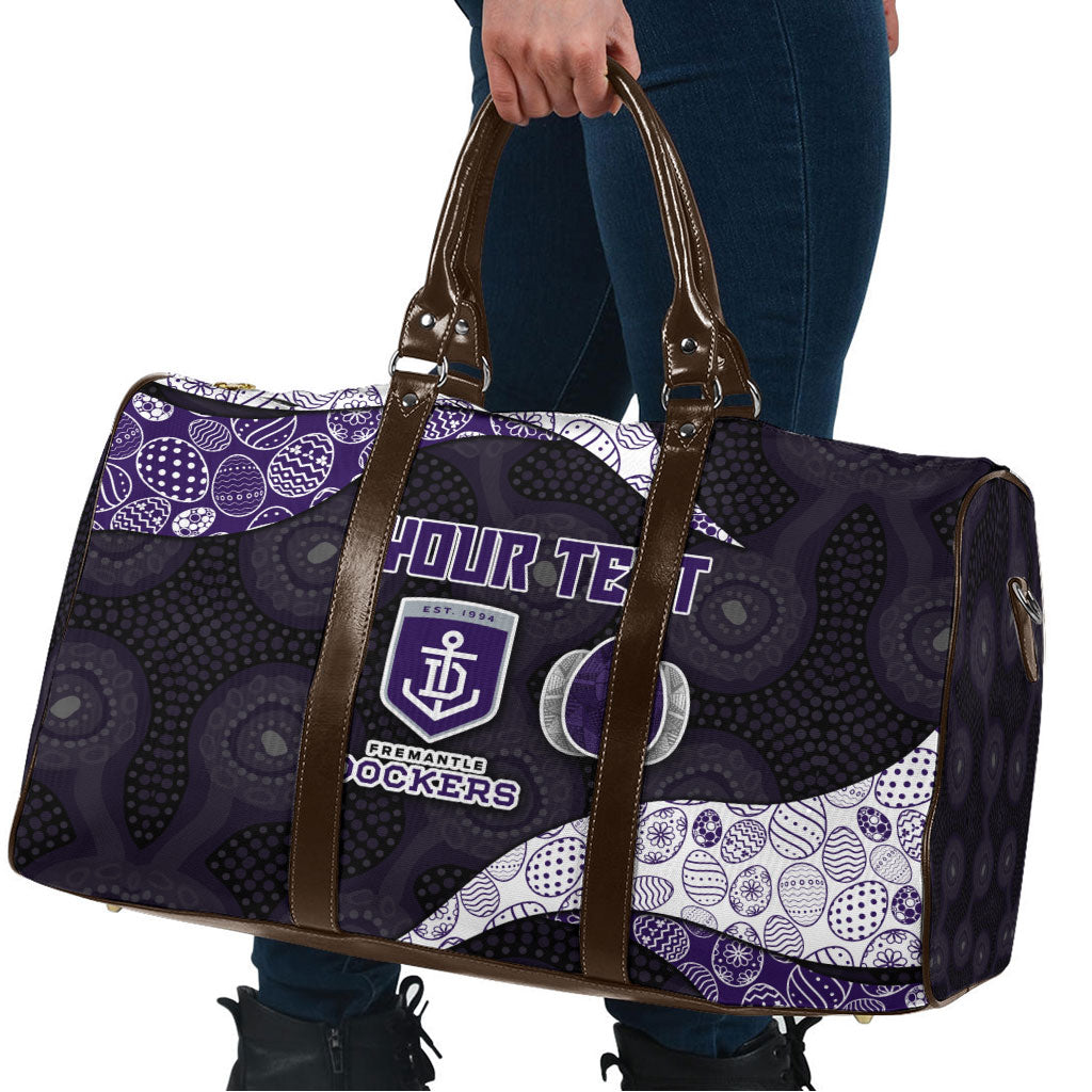Personalized Fremantle Dockers Football Travel Bag Easter Egg Pattern Purple Monochrome Tribal Dot Style