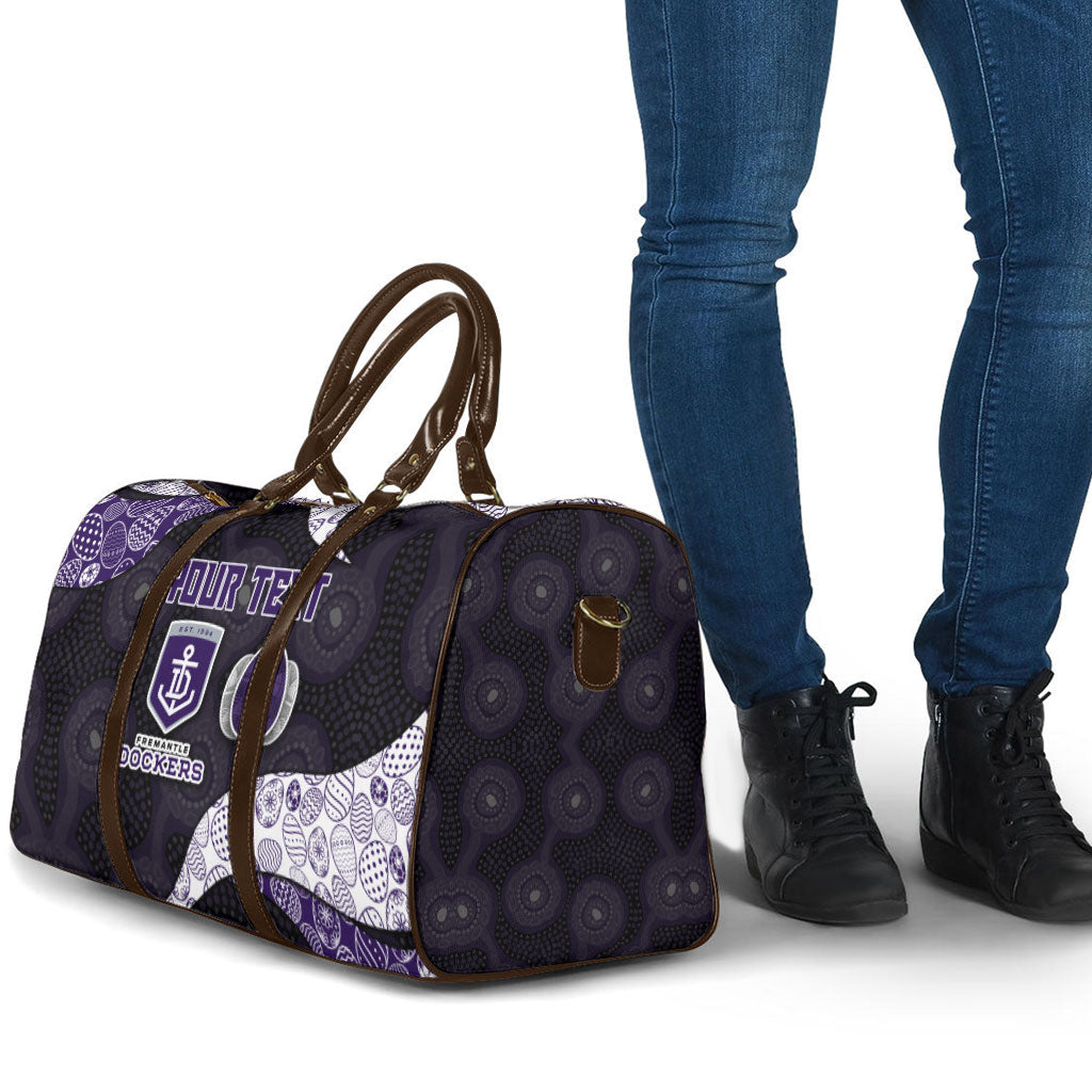 Personalized Fremantle Dockers Football Travel Bag Easter Egg Pattern Purple Monochrome Tribal Dot Style