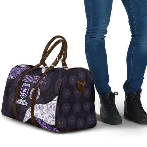 Personalized Fremantle Dockers Football Travel Bag Easter Egg Pattern Purple Monochrome Tribal Dot Style