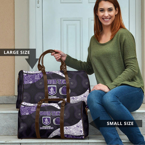 Personalized Fremantle Dockers Football Travel Bag Easter Egg Pattern Purple Monochrome Tribal Dot Style