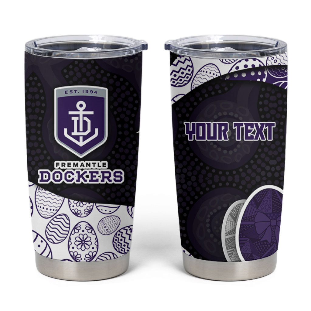 Personalized Fremantle Dockers Football Tumbler Cup Easter Egg Pattern Purple Monochrome Tribal Dot Style