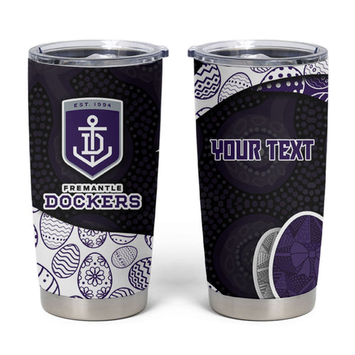 Personalized Fremantle Dockers Football Tumbler Cup Easter Egg Pattern Purple Monochrome Tribal Dot Style