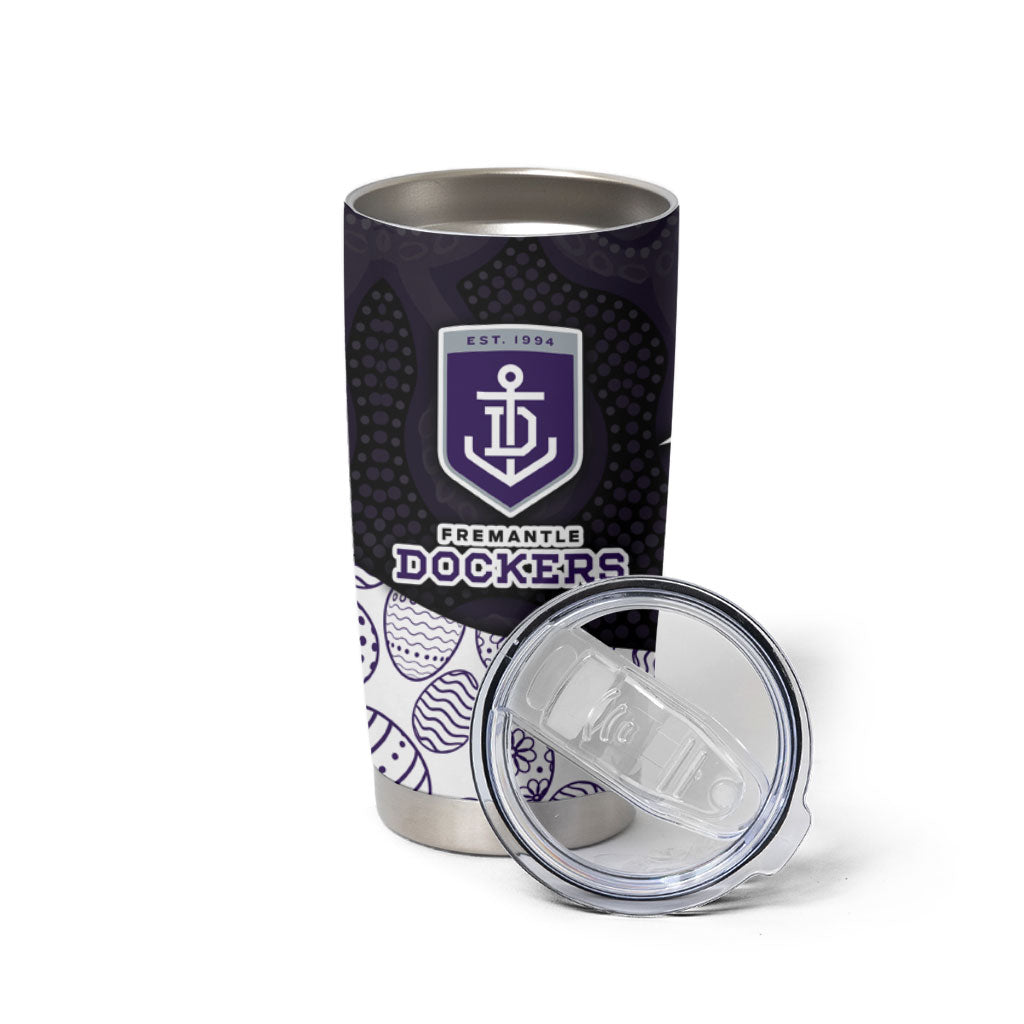 Personalized Fremantle Dockers Football Tumbler Cup Easter Egg Pattern Purple Monochrome Tribal Dot Style