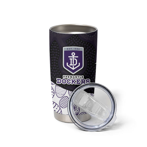 Personalized Fremantle Dockers Football Tumbler Cup Easter Egg Pattern Purple Monochrome Tribal Dot Style