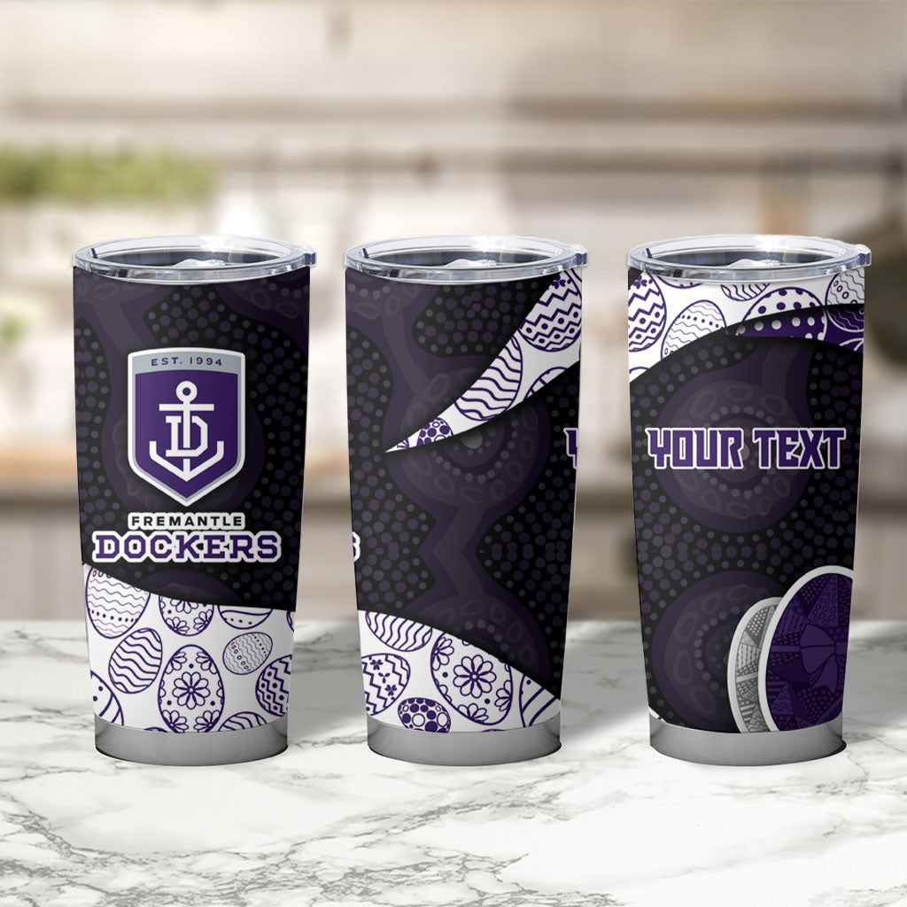 Personalized Fremantle Dockers Football Tumbler Cup Easter Egg Pattern Purple Monochrome Tribal Dot Style