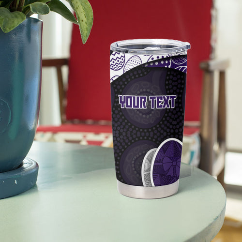 Personalized Fremantle Dockers Football Tumbler Cup Easter Egg Pattern Purple Monochrome Tribal Dot Style